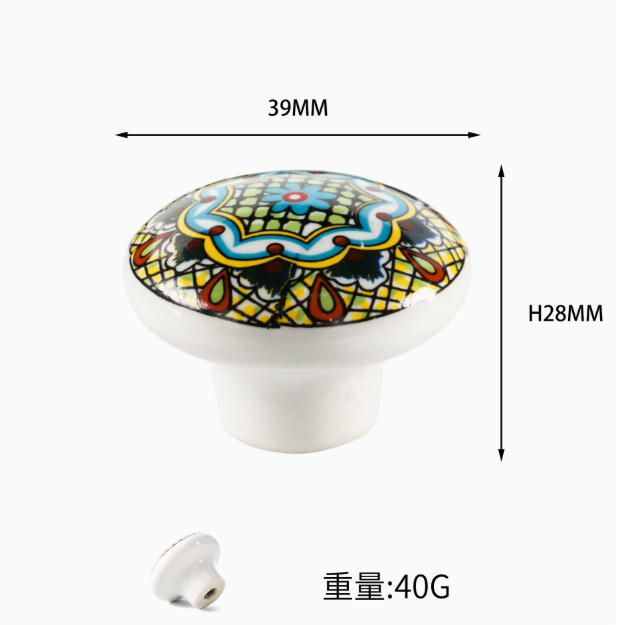 Vintage Bohemian Ceramic Handle Knob Classic Style Cartoon Kitchen Bedroom Drawer Cabinet Door Handle