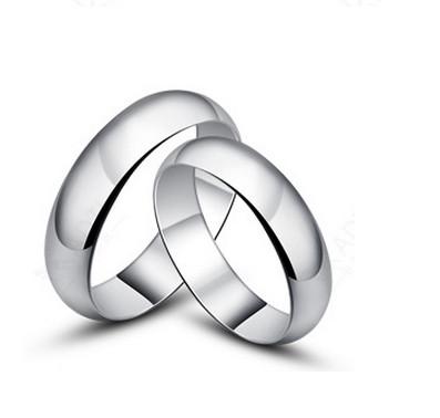 Simple silver couple rings Korean jewelry trend glossy ring