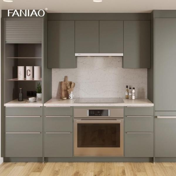 Современный готовый к сборке меламин 18 мм водонепроницаемый кухонный шкаф с островом
