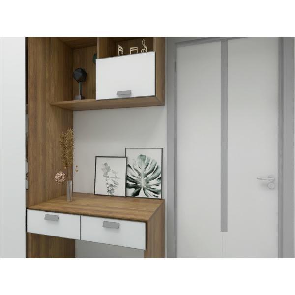 Custom Made Cloth Wardrobe With Hinge Door And Writing Desk For Single Bedroom Furniture