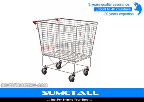 Supermarket Metal Wire Container With 4 Wheels For Cargo Storage Custom Logo