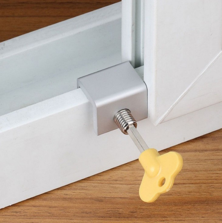 Adjustable Sliding Double Window Locks Aluminum Alloy Door Frame Furniture Lock Plastic Key 7-23mm Fitting Home Office 360
