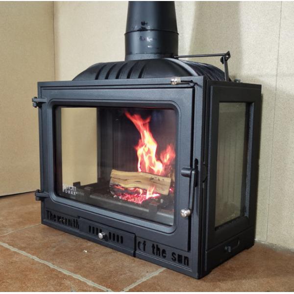 Embedded Fireplace Built In Cast Iron Wood Burning Household True Fire Three Side View Wood Stove