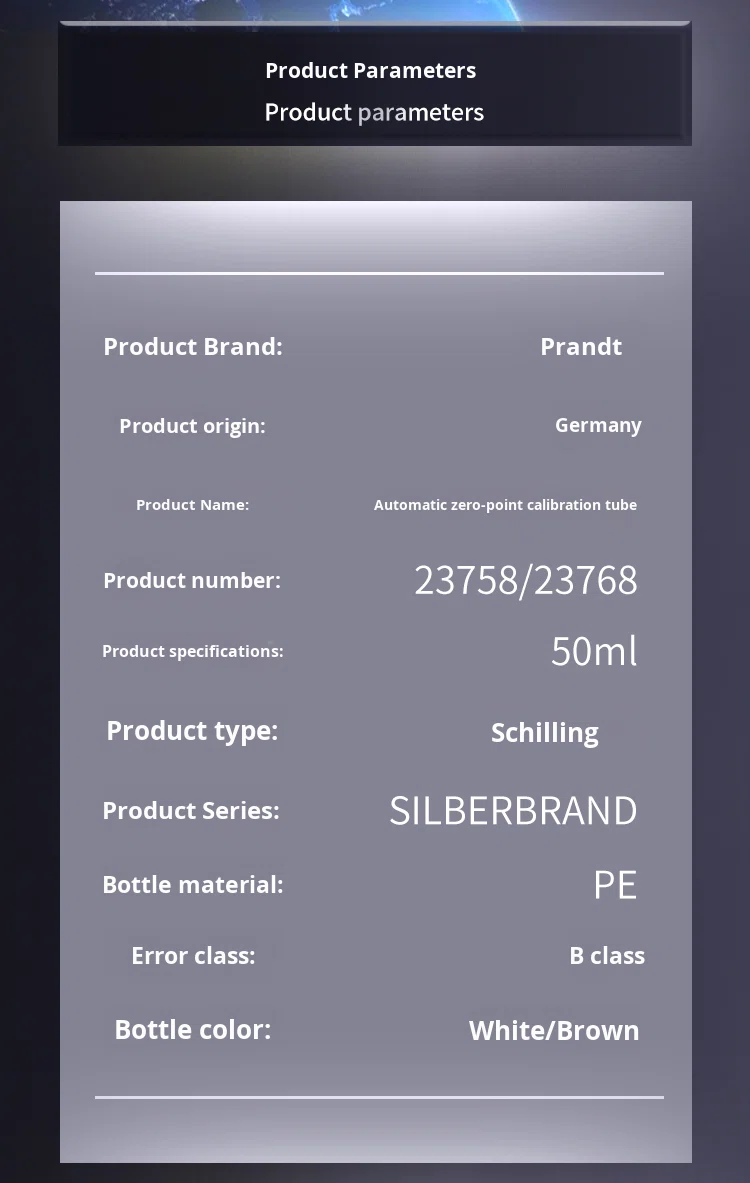 Brand Automatic Zeroing Burette Schilling Type SILBERBRAND Grade B Black Made in China