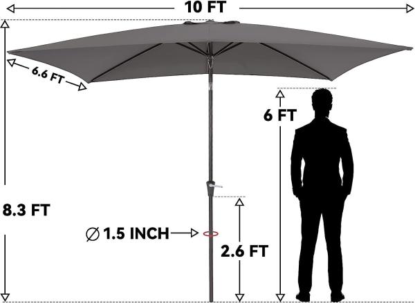 Patio Umbrellas 9' Light Beige, Outdoor Umbrella Market Table Umbrellas with Push Button Tilt and Crank