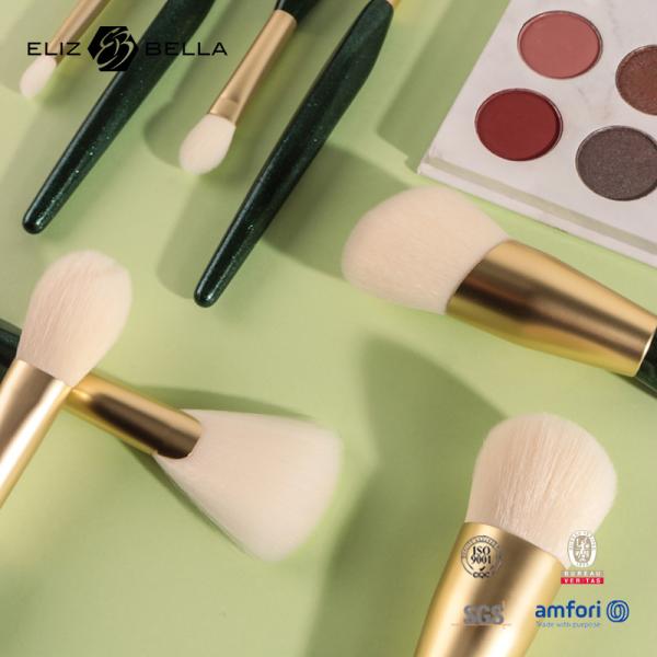 grupo luxuoso de Rose Gold Ferrule Cosmetic Brush das escovas da composição do punho 8-piece de madeira