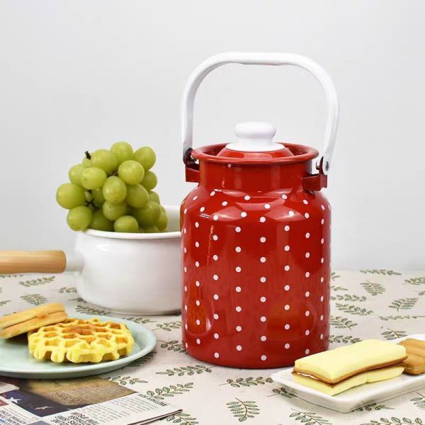 Enamel Carbon Steel Milk Can Compatible With General On Gas Induction Cooker