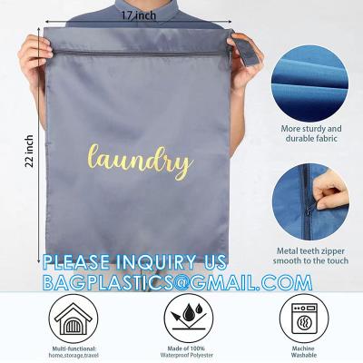 Recycle Zippered Foldable Laundry Bag Logo Extra Large Travel Laundry Bag with Handles and Drawstring Closure