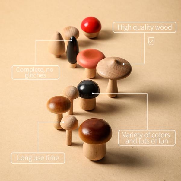 Mushroom Shape Wooden Blocks For Children Educational