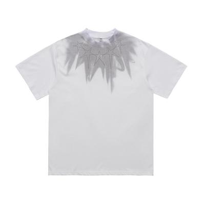 Etiquetas personalizadas Vestuário de designers americanos T-shirt masculino de cinco estrelas com um pescoço pequeno