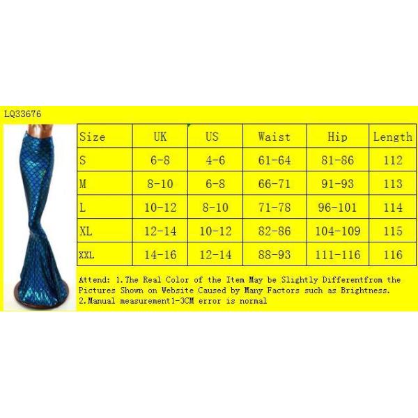 Holographic Mermaid Tail Skirt Costume Elastic Waistband With Side Zipper Closure