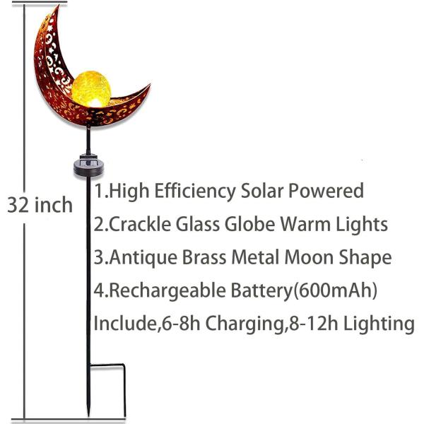 Luces de luna solares al aire libre de cobre amarillo de la antigüedad de cristal del globo del crujido