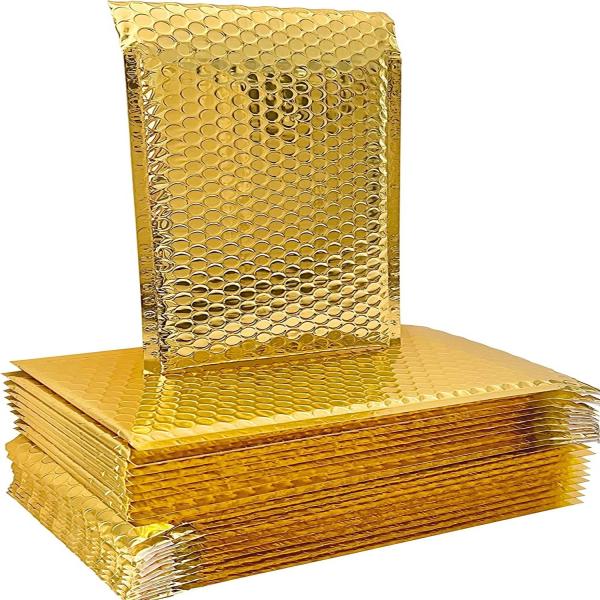 CTCX Small Gold Padded Envelope Bubble Mailers Custom Logo Gold Shipping Bags Metallic Bubble Mailer Bubble Polymailers