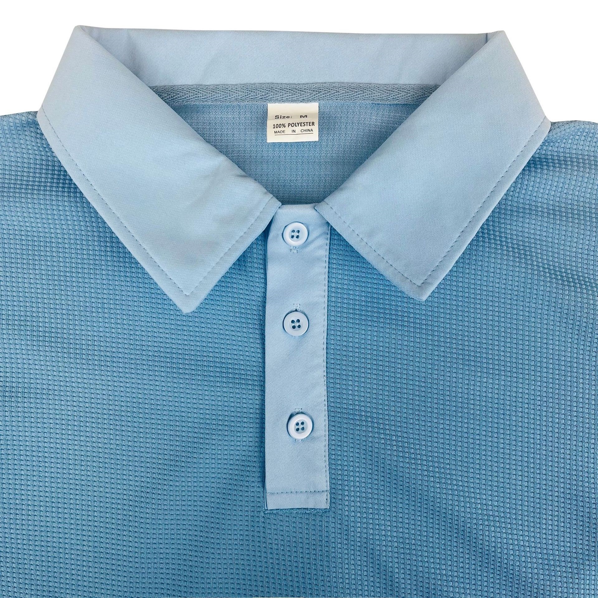 Men's Textured Mesh Knit Polo Shirt with Classic Collar and Breathable Fabric