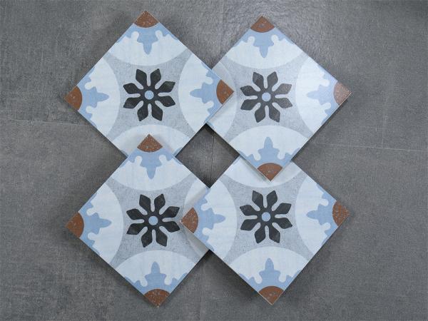 Gray and Blue 20x20cm Ceramic Rustic Tile for Indoor Walls and Floors