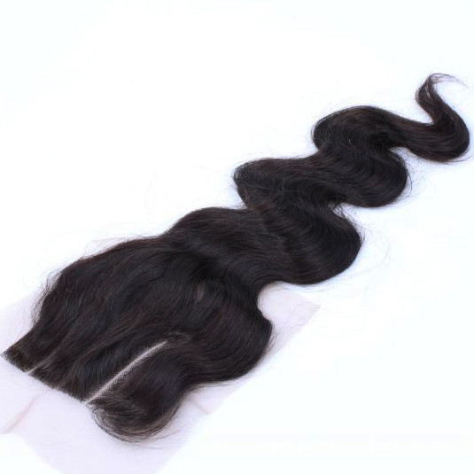 Unproducssed Peruvian Hair 3 Part  Natural Color Body Wave 4*4 Lace Closure