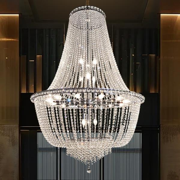 JYLIGHTING European Crystal Chandelier Wedding Hotel Decorative Lighting Living Room American Staircase Pendant Light Luxury