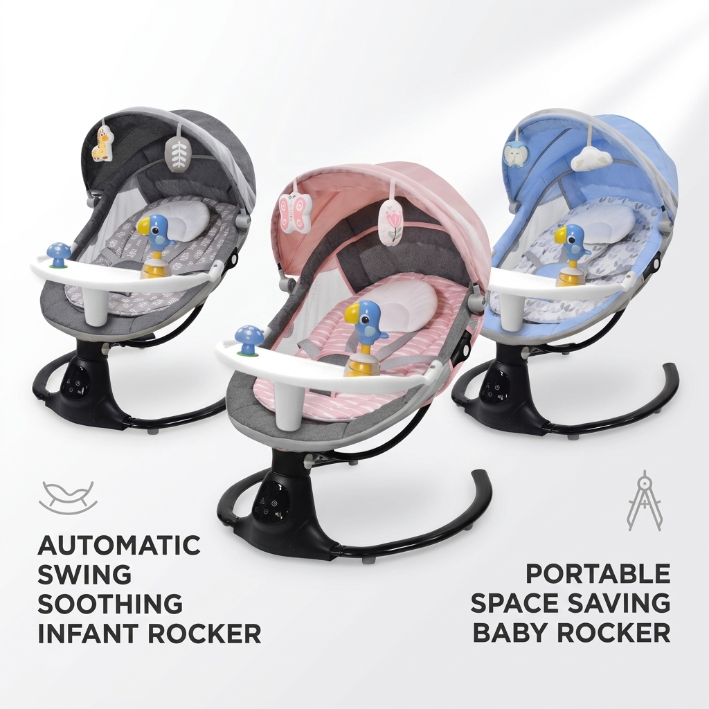 Bionic Electric Infant Rocking Chair 5-Speed Swing Remote Control Bluetooth with USB Battery Power