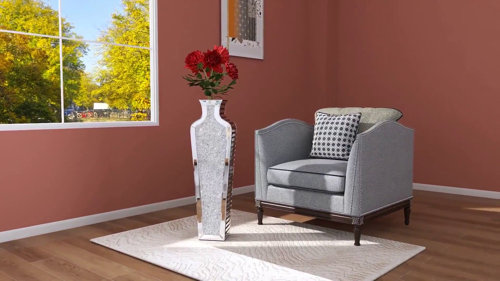 Home Decoration Mirrored Furniture Tall Floor Vase Clear Glass Crystal For Wedding