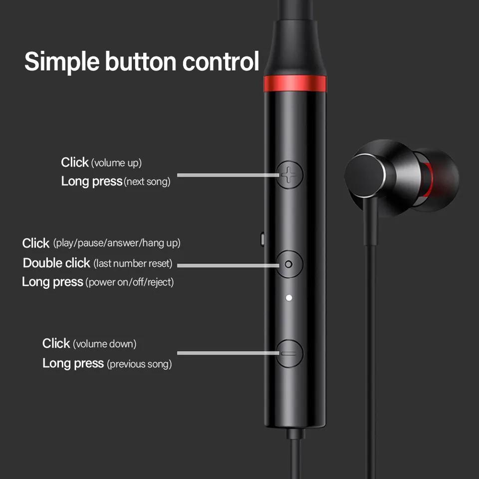 Lenovo HE05X Neck Bluetooth Headphones Black Bluetooth 5.0 Noise Reduction IPX4