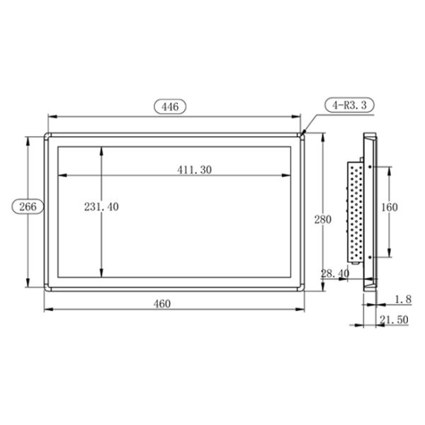 18.5 Inch Embedded Display Brand Android Industrial Control LCD Panel