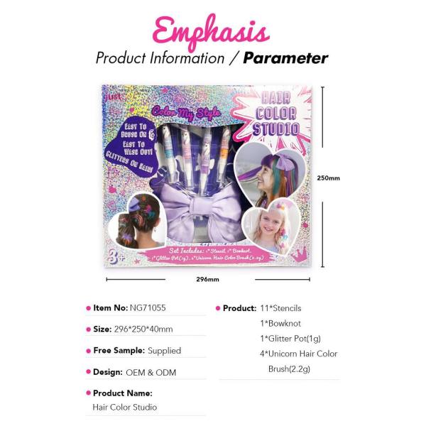 Kids Self Expression Hair Chalk Kit Unicorn Temporary Hair Color Rinse