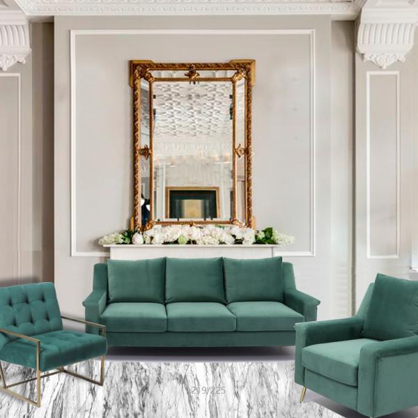 Forest Green ODM Living Room Sofa With Metal Leg