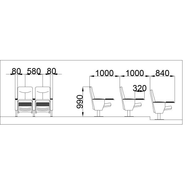 Folding Auditorium Cinema Hall Chairs Anti Fouling Sturdy Skin Friendly