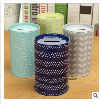 New creative promotional gift customed logo round shape tin saving money box bpiggy bank