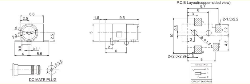 Соединитель DC0031A DC Джек