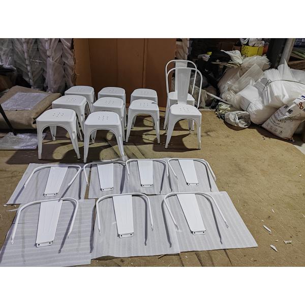 Chaise de salle à manger en métal empilable pour le ménage Chaises de bistrot en métal orange vintage