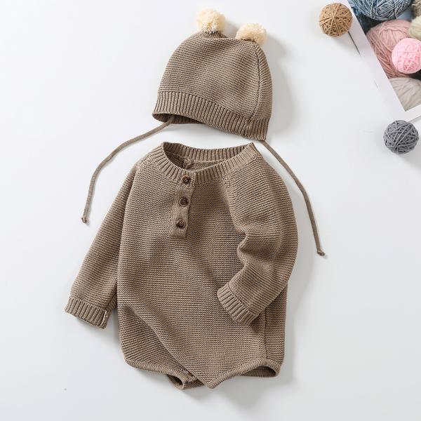 Winter Custom 100% Cotton Sweater Baby Boys Girls Infant Jumpsuit Bodysuit