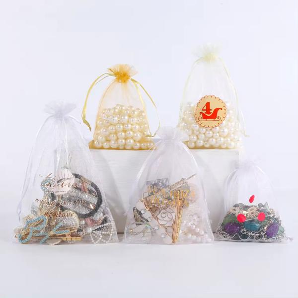 Logo Customizable Soft-loop Organza Bags Small Drawstring Pouches for Jewelry Packaging