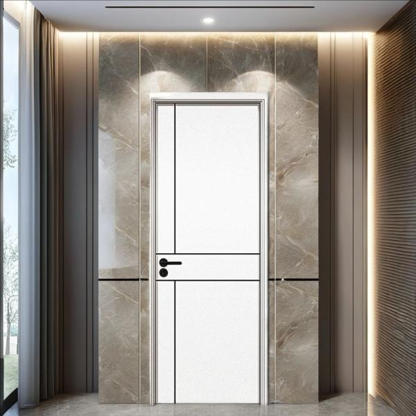 Waterproof WPC Hollow Door With Glass Decoration For Kitchen And Bathroom