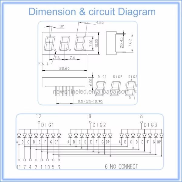 0.28 Inch 3 digit LED Seven Segment Display