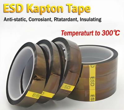 ESD Anti-Static Polyimide PI Tape with 300℃ High Temperature Resistance and Stable ESD Anti-static Performance for Clean Residue-Free Peeling