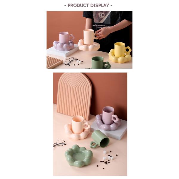 Matte Nordic Ceramic Cappuccino Cup , Flower Shape Ceramic Pottery Coffee Mugs