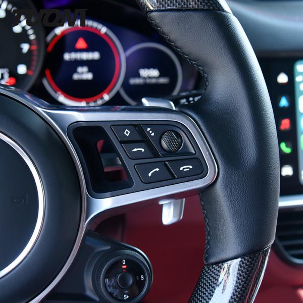 Porsche Macan Cayenne Steering Wheel Black Smooth Leather Carbon Fiber