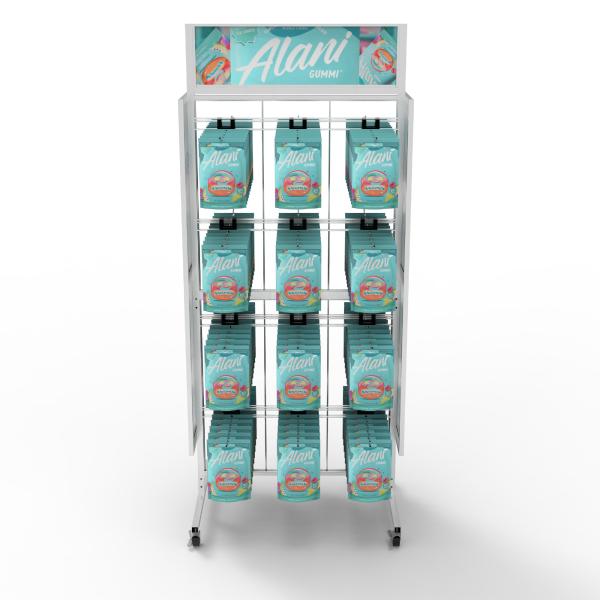 Support d'affichage en métal de casse-croûte pour l'emballage alimentaire dans le support d'affichage personnalisable en métal d'aliments de préparation rapide de grands supermarchés pour la nourriture pac