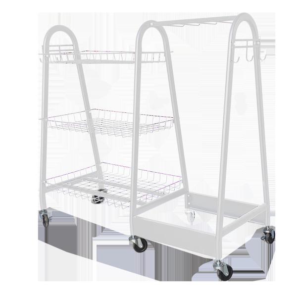 Metal Garage Ball Rack Rolling Sports Equipment Storage Organizer With Baskets