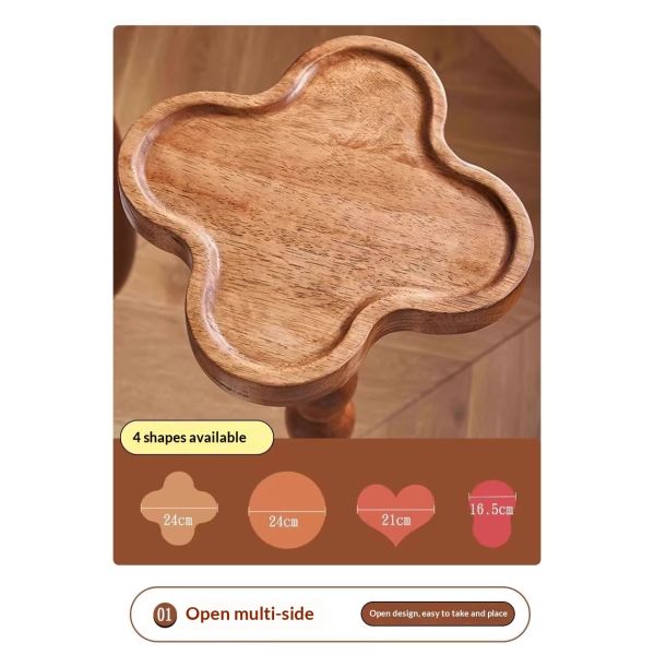 Solid Wood Living Room Table Coffee Table Small Space Mobile Creative Stand Flower Rack Sofa Side Table for Home Coffee Shop