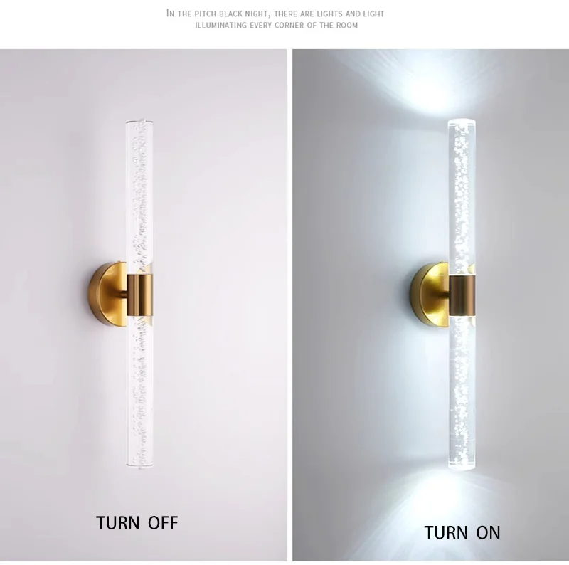 Luxury Wall Lamp Bedside Background Lamp Home Decoration Modern Led strip Crystal mirror headlights(WH-MR-84)