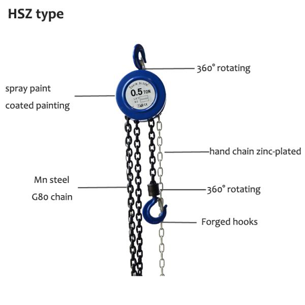 HSZ Type 0.5 Ton Small Hand Lifting Chain Block