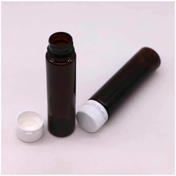 20ML/20CC Botão de líquido oral de plástico de âmbar liso e fino com tampa à prova de adulteração para medicina líquida