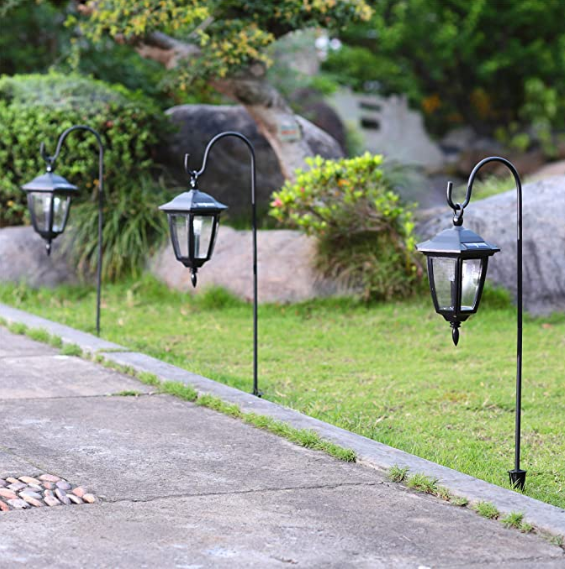 4 Lumens 34 Inch LED Solar Garden Lanterns With Shepherd Hook
