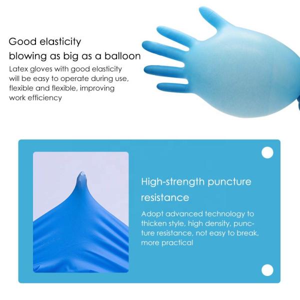 Safety Hand Latex Gloves, Powder-free Medical Surgical Disposable Blue Rubber Mechanic Nitrile Gloves