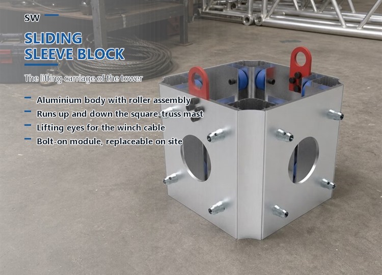 6m Ground Support Aluminium Stage Truss with 500kg Load Capacity and Sliding Sleeve Block for Line Array Lighting
