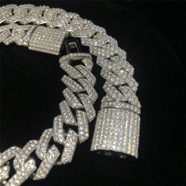 Custom S925 Silver Moissanite Cuban Link Chain Miami Bracelet Iced Out Jewelry