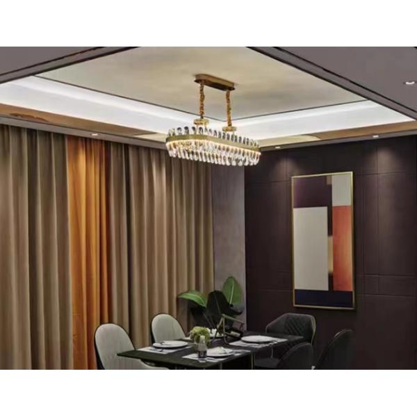 80*35*12 Round Luxurious Leather Dining Chandelier Oval LED Dropout Lamp for Restaurant