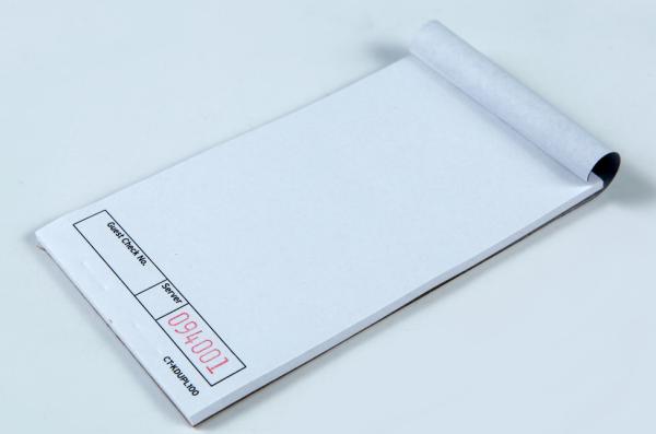 CT-KDUPL100 Single Paper US guest check with 15 lines and 50 sheets for fast casual dining